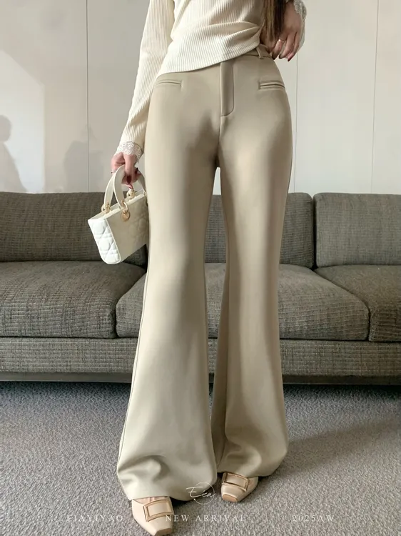 EIA一尧【好穿建模西裤】复古知性显瘦微喇西裤日常百搭设计感长裤