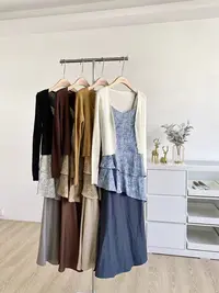 （看姐妹预约人数上新款式）新款韩版秋季小开衫搭晕染花边吊带裙