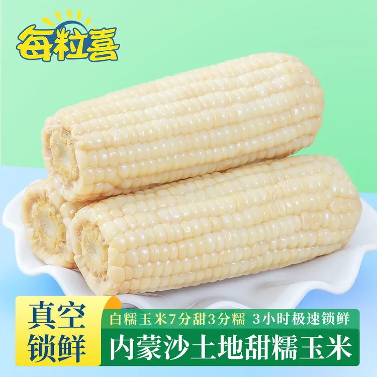 每粒喜内蒙古沙土地甜糯玉米白糯玉米非转基因【共8支】