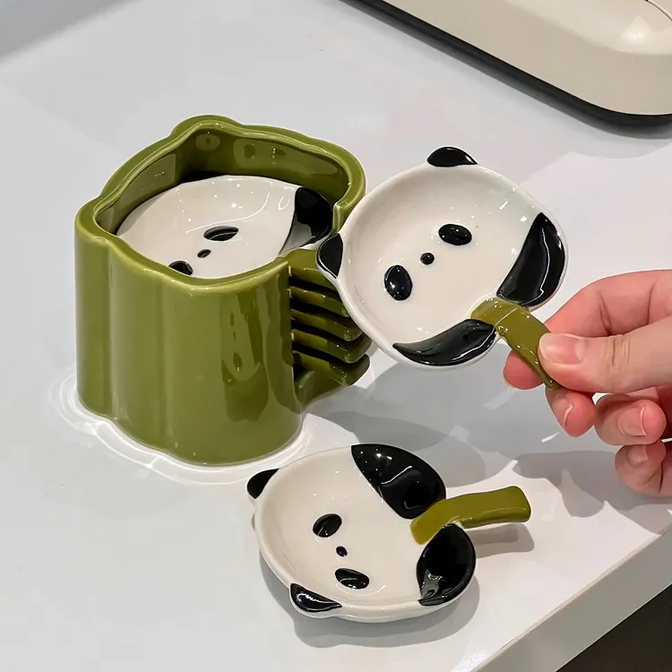 SHANN·熊猫蘸料碟套装家用餐具火锅蘸酱碟可爱陶瓷小碟子酱油醋