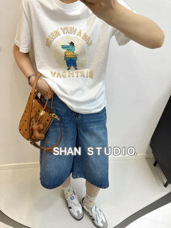 欧货•【猫咪七分裤】SSJ 松弛感阔腿七分牛仔裤