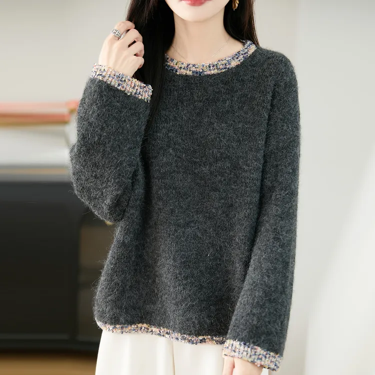 大码女装胖mm秋冬女士慵懒风毛衣宽松高级感遮肚子内搭针织打底衫