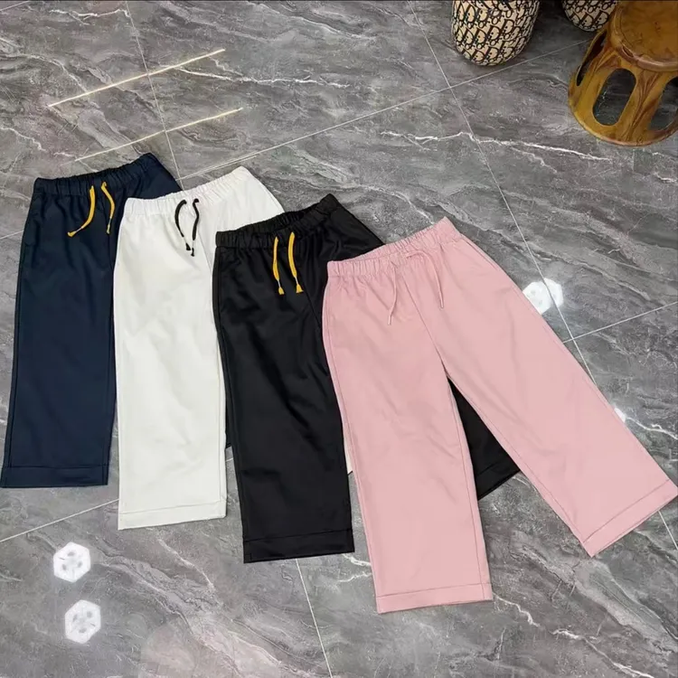 【淼淼】大码女装春夏新款净版显瘦百搭彩色挽边休闲直筒裤8308