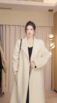 2025新款原创双面羊毛大衣系带百搭时尚通勤双面人生毛呢外套8688