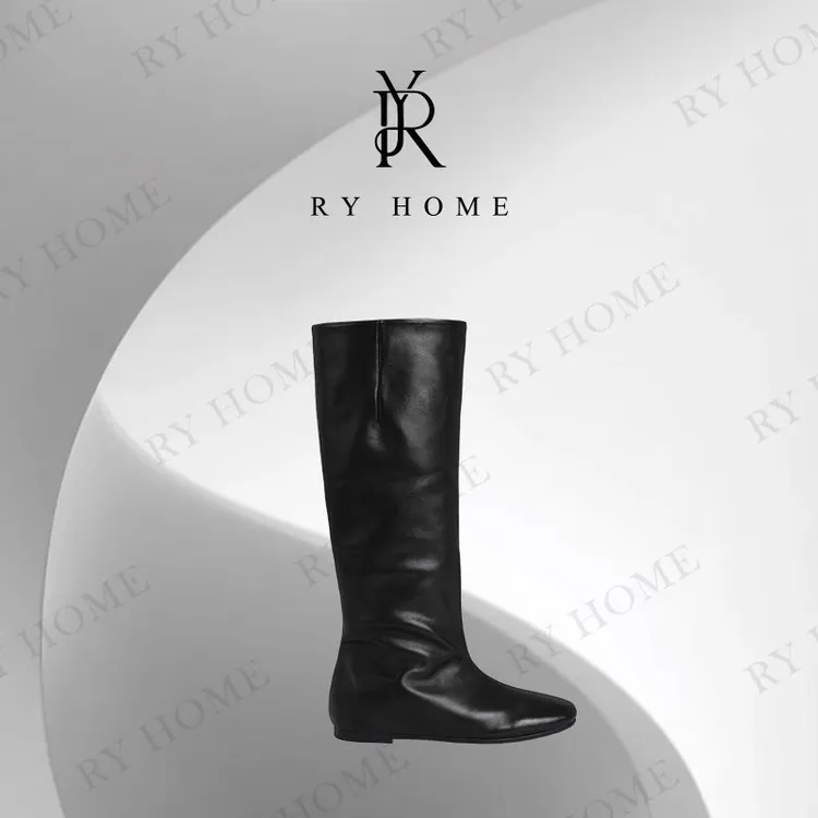 【容雨RYHOME】经典小牛皮方头长筒靴253X1364