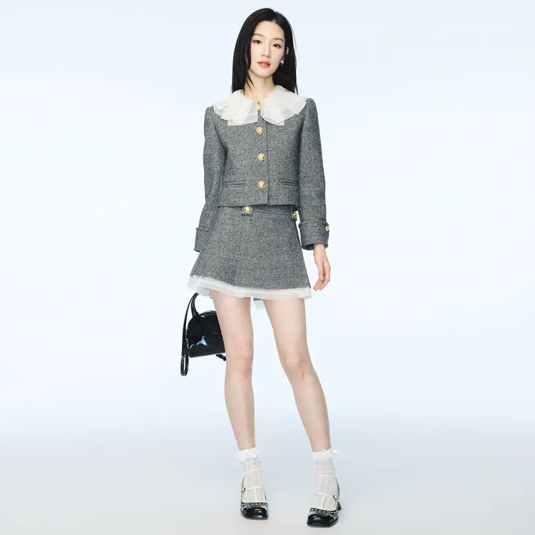 lefame拉飞姆2025秋季新款时尚摩登千金风气质小香风短款外套