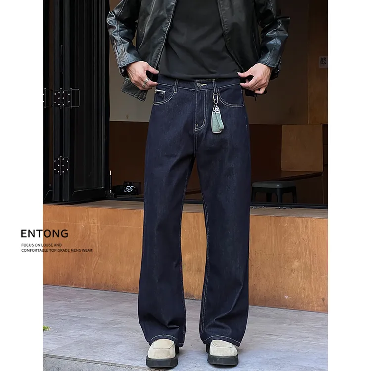 Entong潮牌美式水洗原牛微喇牛仔裤男款宽松显瘦百搭高街vibe裤子