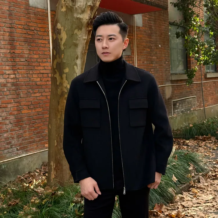 小杰/L-jie 男士冬季时尚休闲轻奢衬衫羊毛夹克外套（0013）