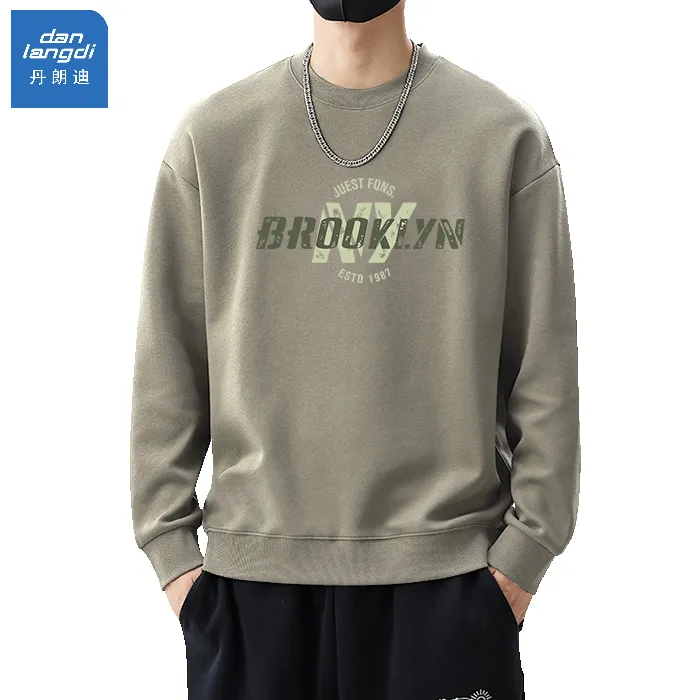 2025新款秋冬圆领卫衣男款潮流百搭休闲时尚男士印花长袖加绒上衣