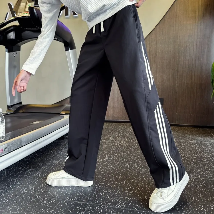 美式条纹休闲裤男秋季2025潮牌设计感运动裤痞帅高级感宽松阔腿裤