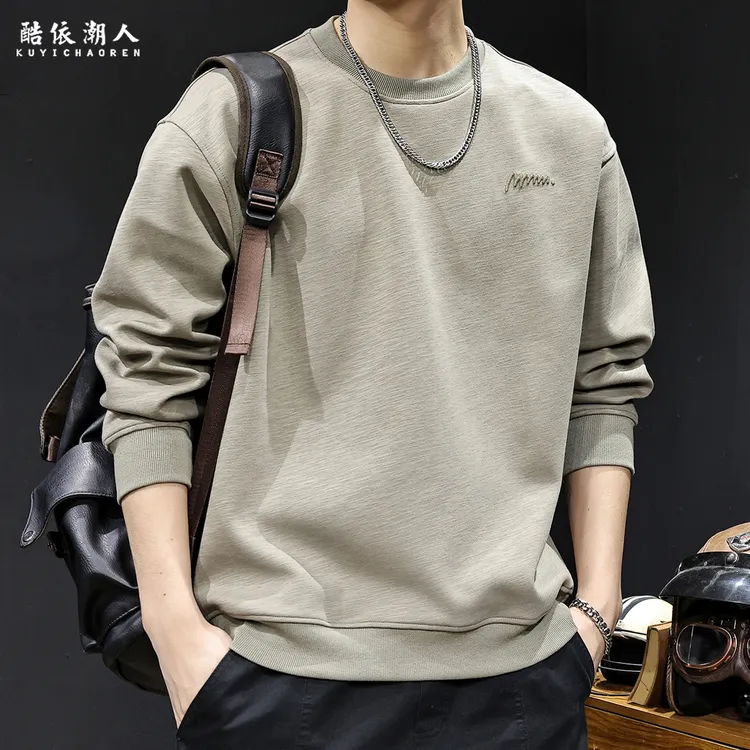 竹节棉纹理刺绣潮牌卫衣男春秋男款衣服秋季2025新款男士长袖大码