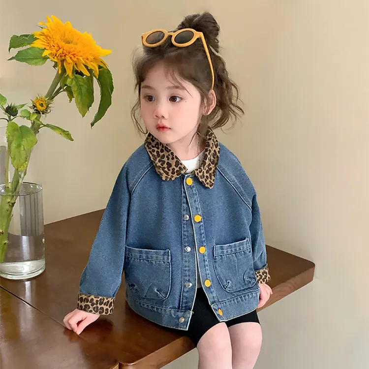 女童春季拼接牛仔外套2025新款洋气女宝宝春款百搭休闲休闲上衣潮