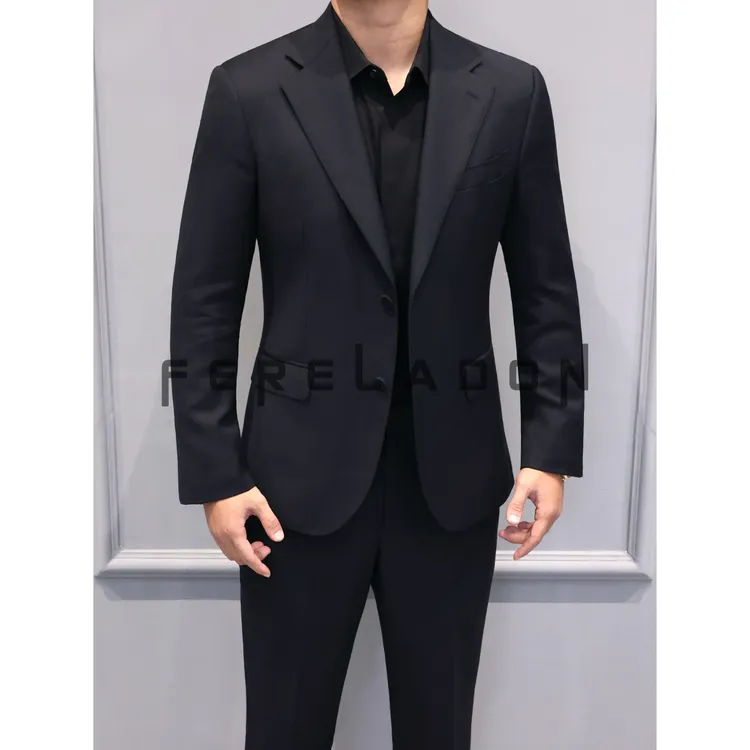 【迪/包扣100全精纺羊毛/120支】秋季平驳领双开叉休闲西服+820901