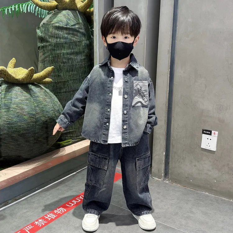 男童套装2025秋季新款洋气儿童春秋装牛仔衣服酷帅男孩宝宝两件套