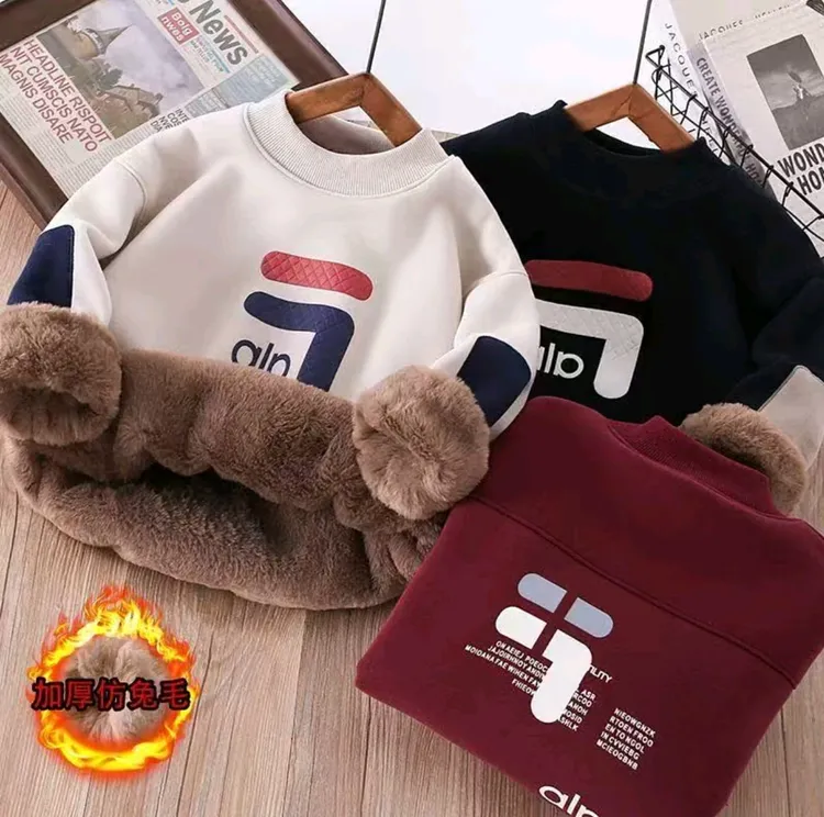 【三层加厚仿兔绒】抗寒-15°男女童高品质一件过冬加绒7卫衣YH潮