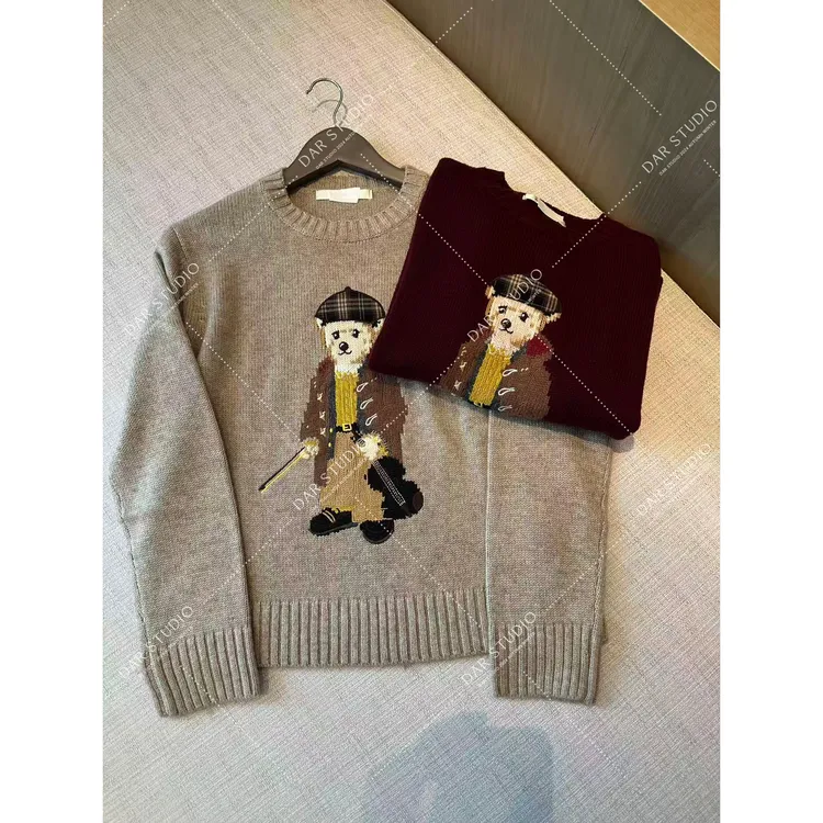 DAR STUDIO 深圳货 【小熊毛衣】2025冬季新款羊毛混纺重工质感毛衣