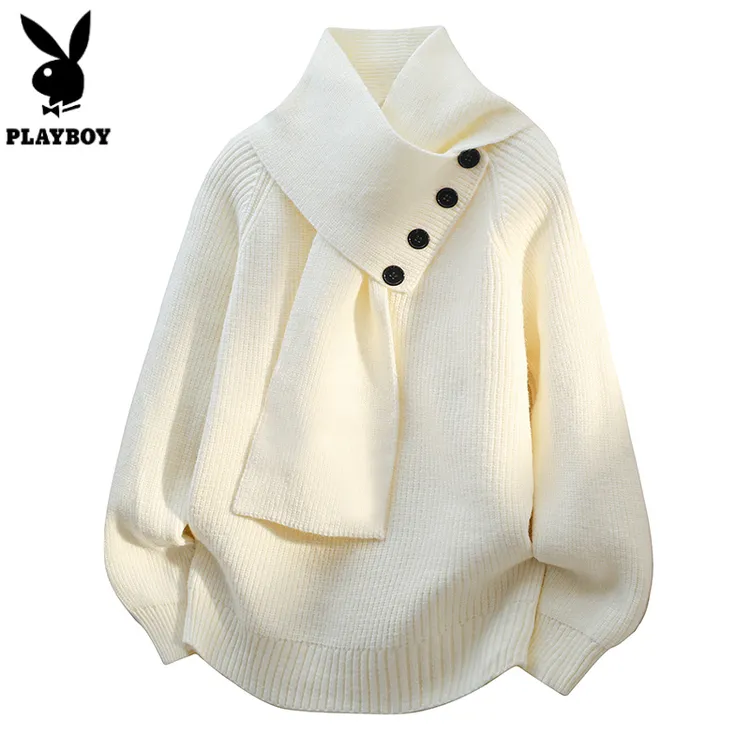 PLAYBOY花花公子时尚百搭宽松高领秋冬韩版纯色保暖毛衣2025年上