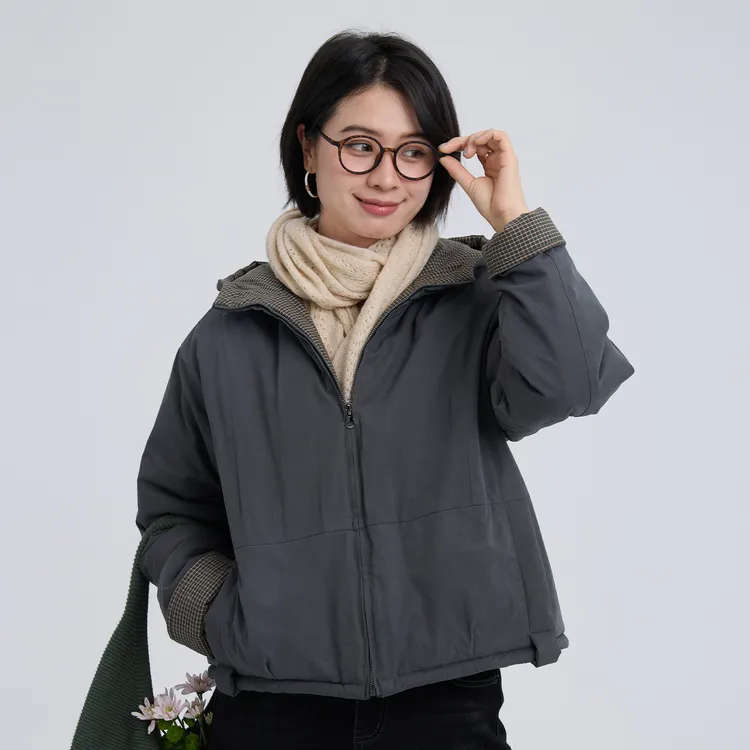 25年冬季新品休闲风短款连帽棉服棉袄女装外套