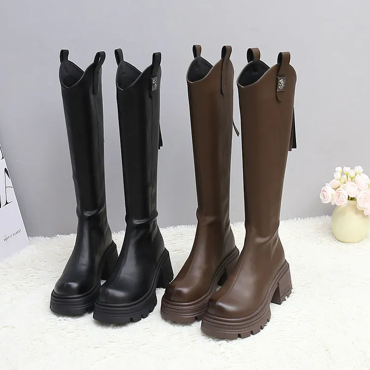 【单靴/二棉/大棉】美拉德厚底长靴女瘦瘦靴骑士靴加宽板