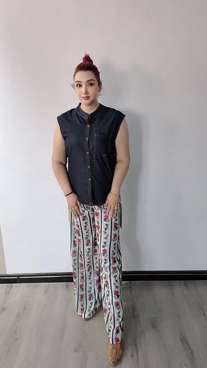 高腰微弹碎花休闲波点休闲裤时尚民族风复古阔腿裤