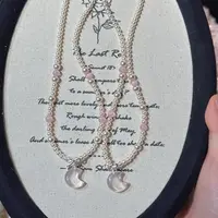 SG2828-［丝带粉月牙］粉水晶s925少女项链多圈均有色差瑕多样发