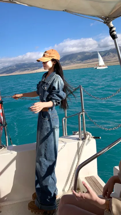 现货)复古美式水洗复古连体裤女2025秋遮肉显瘦长袖牛仔连体长裤