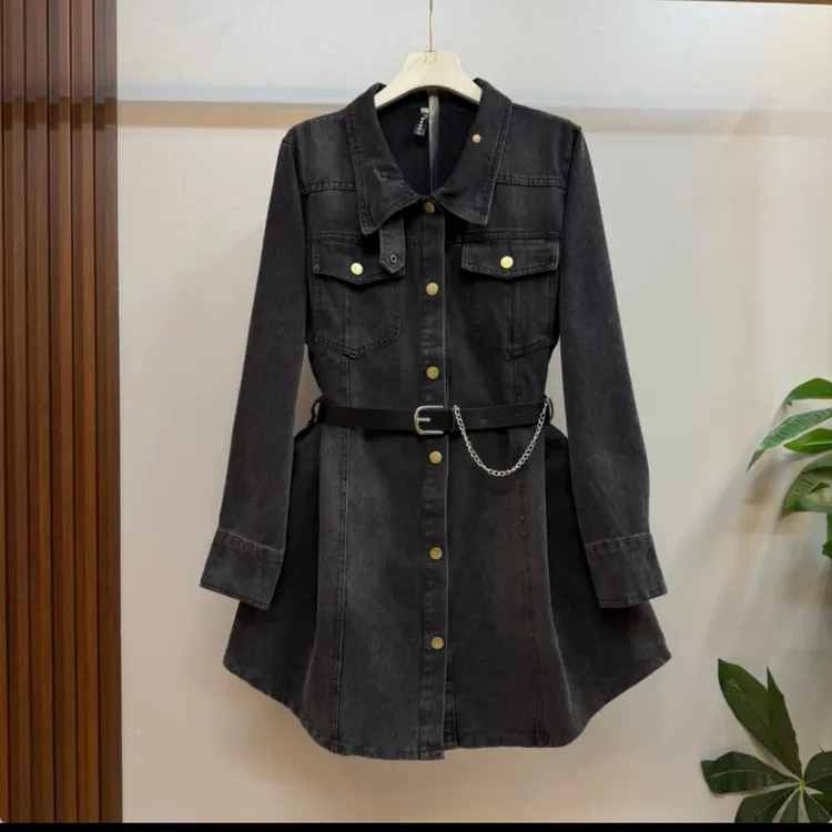 《大亭家》新款大码女装欧货洋气时尚品质牛仔显瘦遮肉大码连衣裙