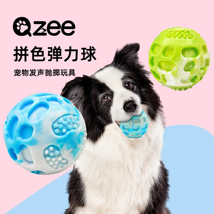 Qzee狗狗玩具弹力发声球耐咬磨牙自嗨解闷人宠互动狗狗玩具球
