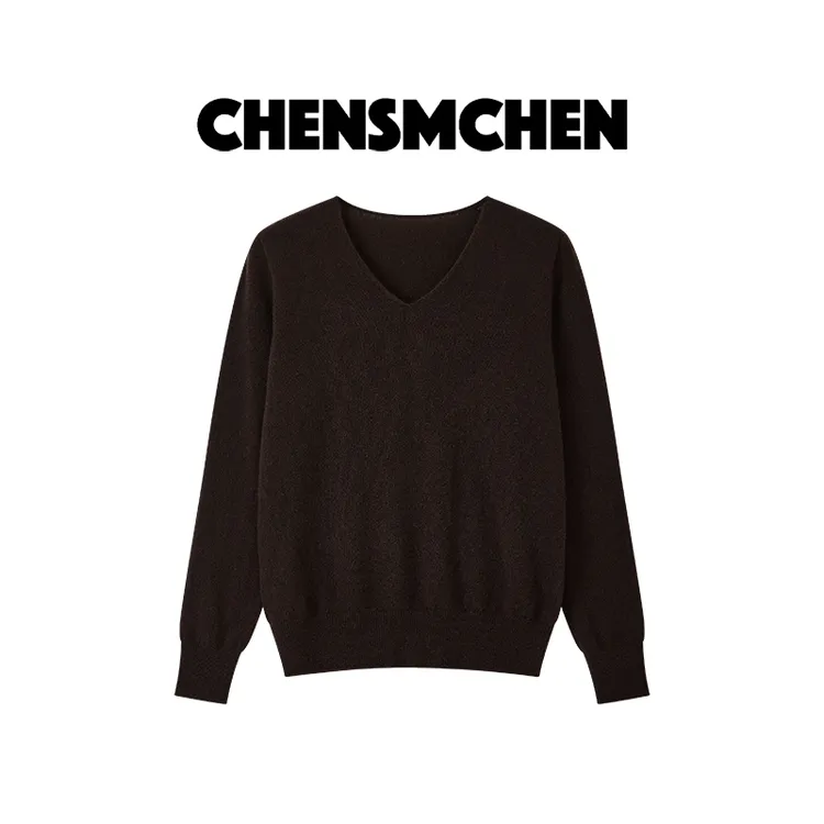 CHENSMCHEN 100山羊绒V领针织衫女士秋冬气质长袖打底衫CSR7263QQ