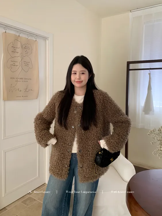 知葵微胖定制【西雅图】冬季复古ins高级感宽松毛毛外套12254D6888