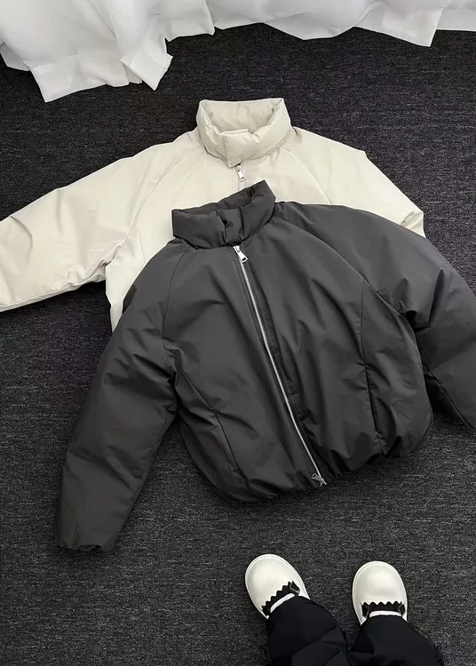 YJ玖柒冬季加厚云绒棉棉服外套极简磁吸立领短款面包服上衣6447