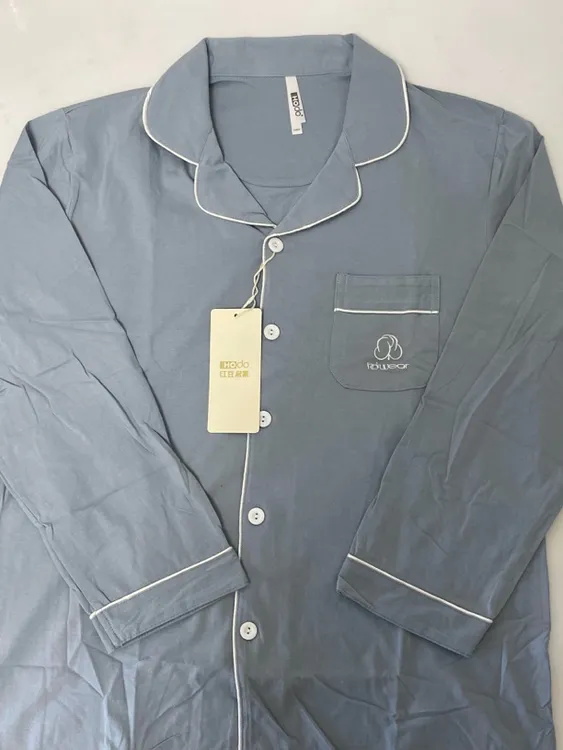 男士春秋季棉质长袖薄款纯色休闲可外穿睡衣居家纯棉家居服套装