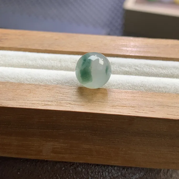 天然缅甸翡翠a货-冰飘花圆珠9mm 可透孔
