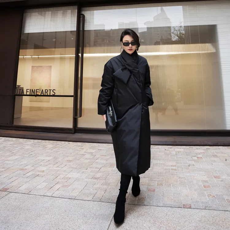 YSU【余书】轻奢围脖款鹅绒服纯色高级感羽绒服外套Y303950