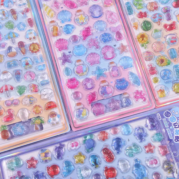 3d立体浮雕贴纸女孩儿童卡通动物贴画宝石水晶钻石手机壳装饰粘贴