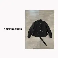 【YINXIANG MUJIN】立领短风衣 秋装新品设计师腰带休闲短款外套女