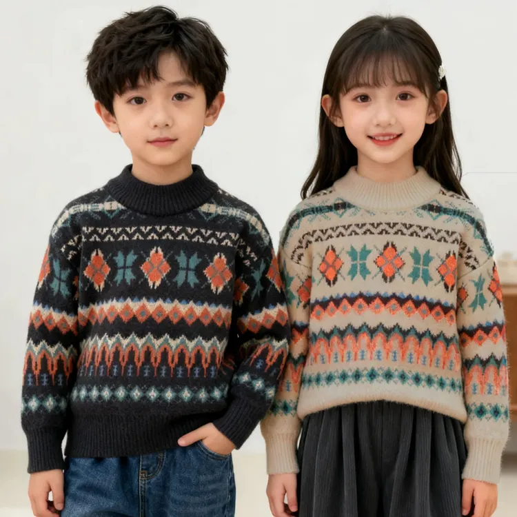 【苏格兰】秋冬北欧儿童圆领加厚软糯毛衣针织衫男女童潮品百搭款