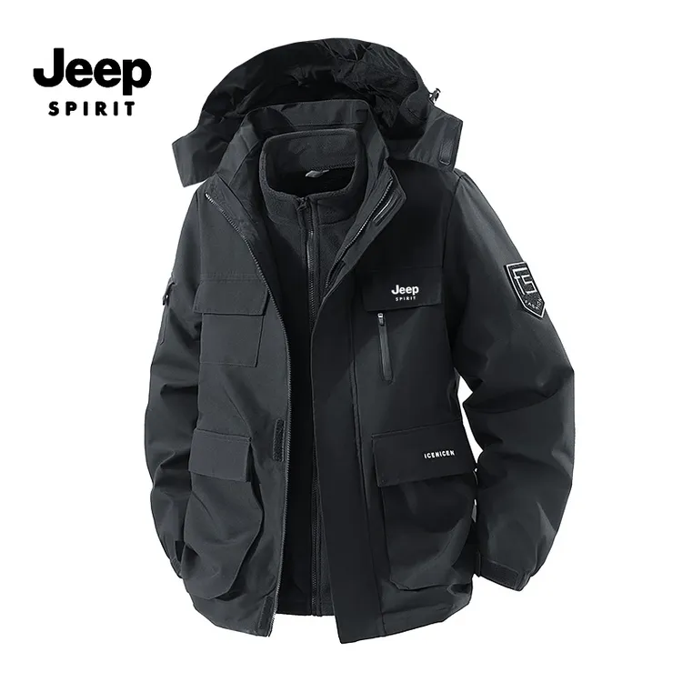 JEEPSPIRIT吉普冲锋衣秋冬季新款户外两件套外套防风保暖夹克外套