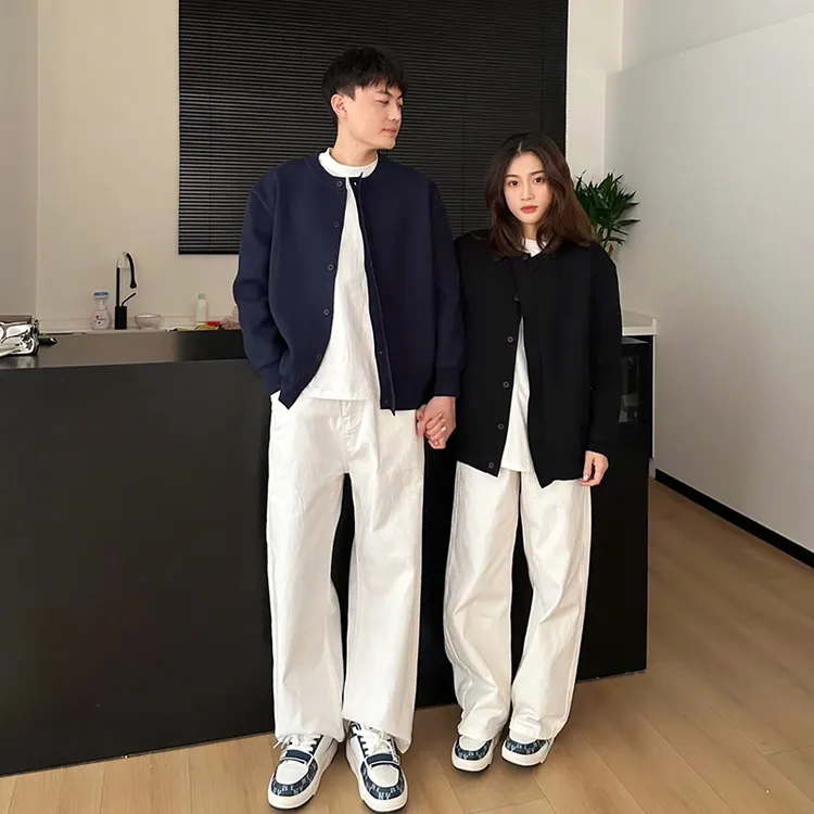 情侣款针织开衫男女春季潮牌2025新款排扣纯色毛衣日系简约外套潮