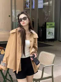 【英伦风华】气质显瘦宽松百搭秋款格纹风衣外套