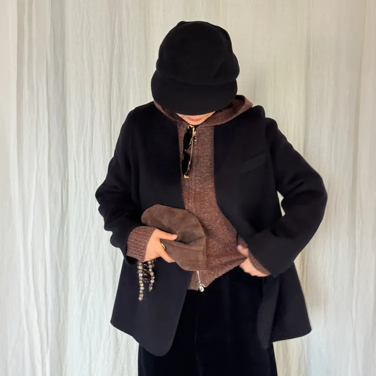 Ms.Qnn”都市节奏”山羊绒羊毛廓形纯手工双面呢大衣 52C1059 Q姐