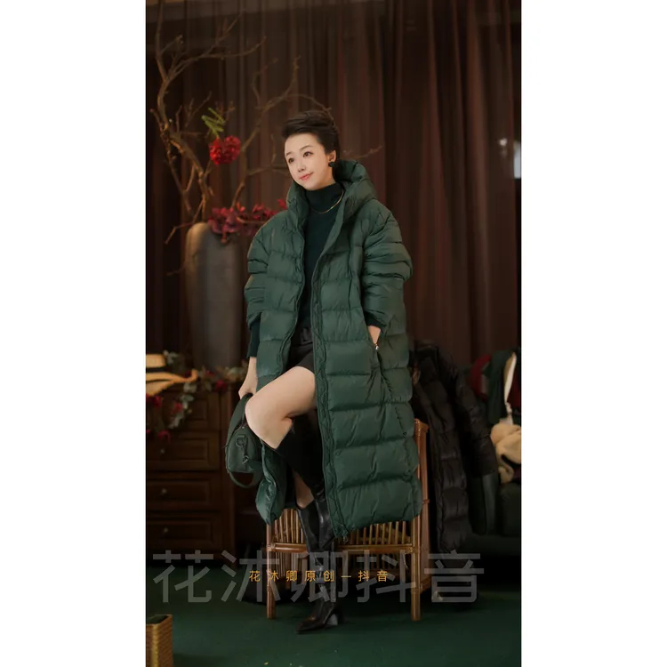 {花蕾同款}花蕾原创冬季长款羽绒服韩版90白鸭绒简约时尚保暖