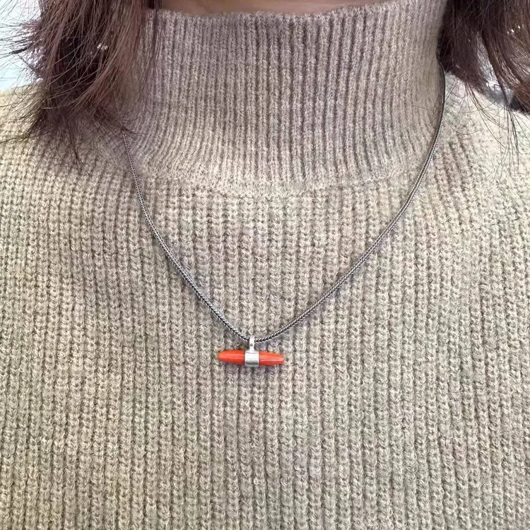 吊坠足银 纯银民族真宝石项链