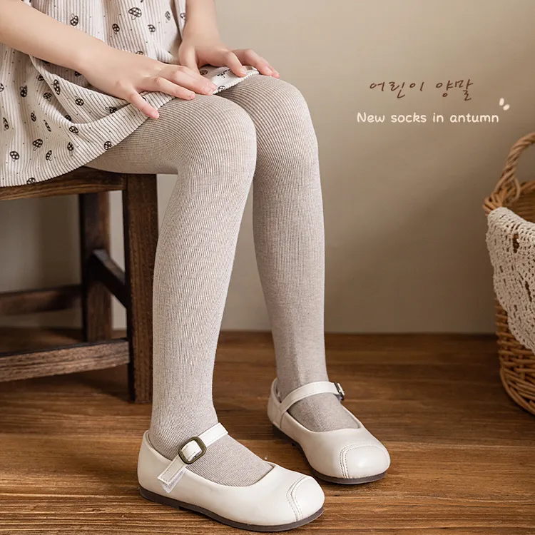 【薄绒】儿童竖条棉磨毛连脚踩脚齐脚款木耳边5°C-15°C休闲极简风款