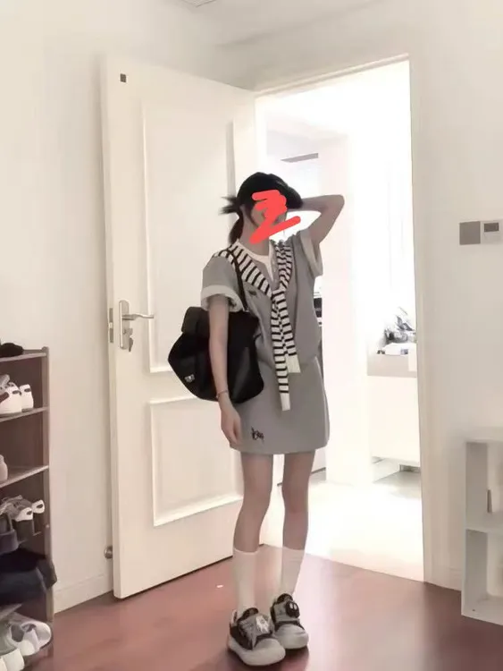 大码韩系上衣99299假两件长99973短99972裙套装