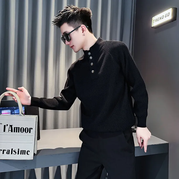半高领立领毛衣男款冬季男装衣服秋季2025新款内搭长袖打底针织衫