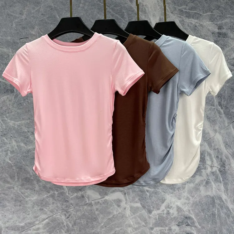 短袖瑜伽服女修身显瘦运动T恤2025新款户外跑步训练亲肤健身上衣