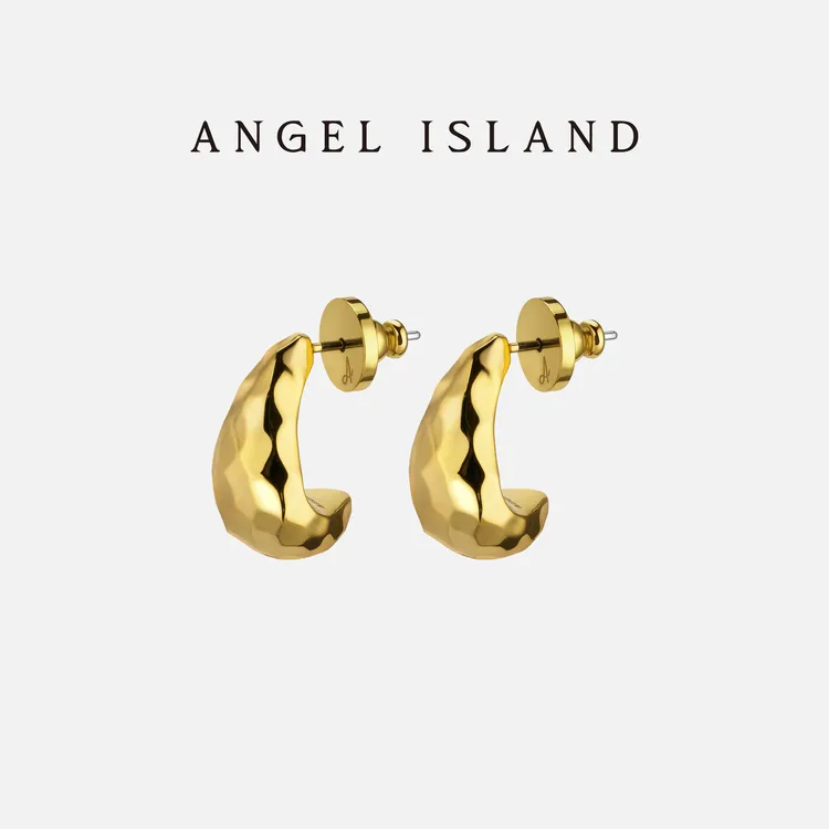 ANGEL ISLAND/天使岛 铜合金耳饰 「见月」梅婷明星同款锤纹耳钉