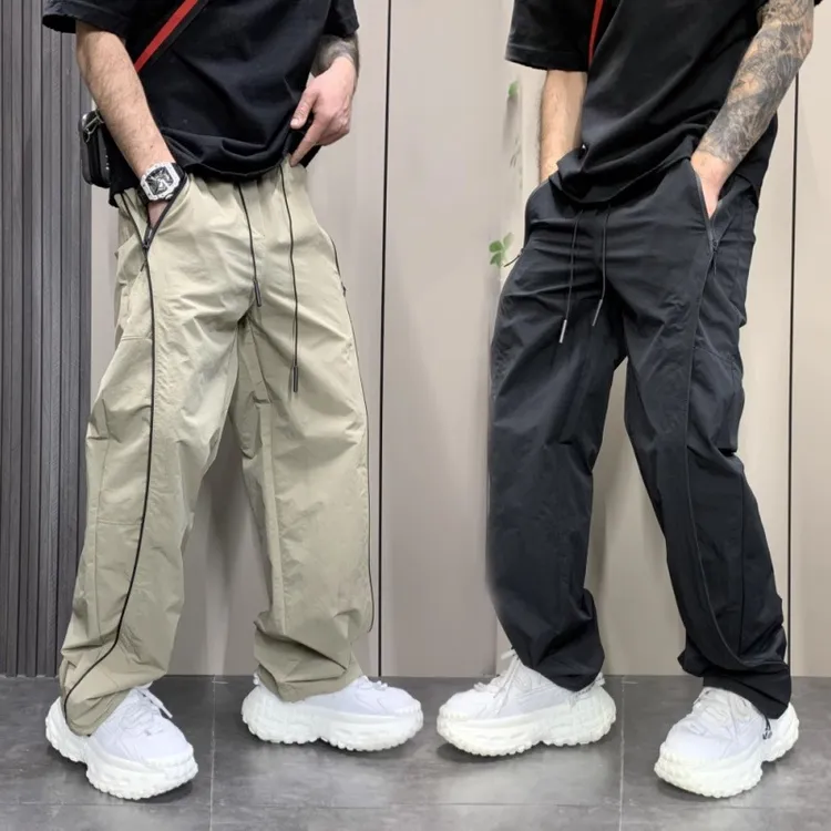 2025春夏季新款束脚工装裤男速干透气休闲裤痞帅抽绳时尚百搭宽松