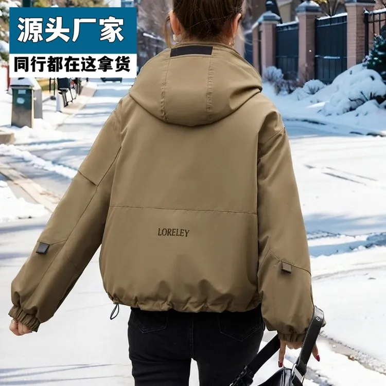 梵乐芬冬季新款短款工装派克棉衣女—纯色小个子显瘦冲风衣外套女